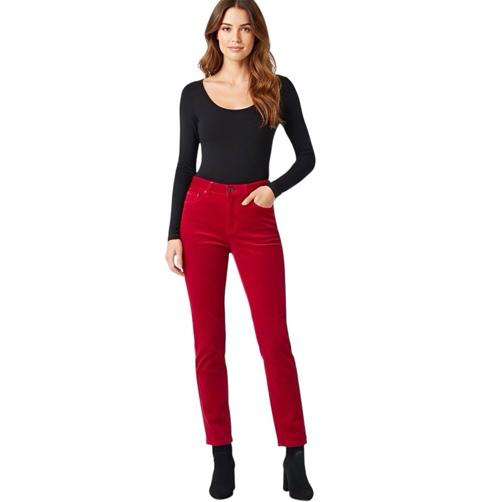 Talbots Womens Pants Sz 4 High Rise Straight Leg Holiday Christmas Festival Boho